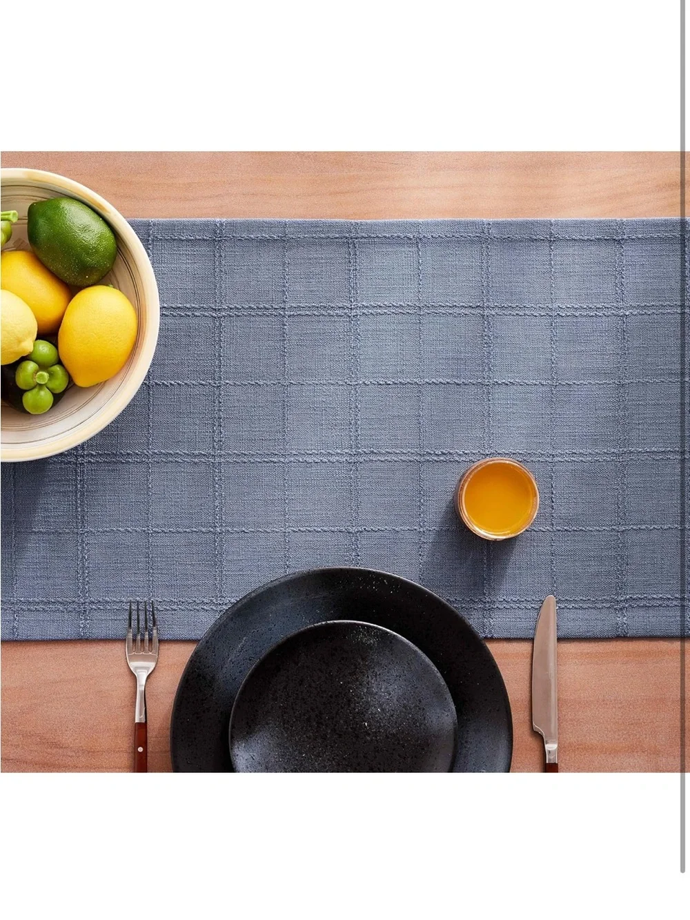 NEW ZeeMart Linen Blend Farmhouse Table Runner. Raised Grid Design Woven Texture